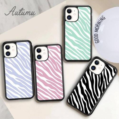 Zebra print rubber Phone Case for iPhone 11 12 Pro Max mini X XR XS SE 2020 5 6S 7 8 Plus Samsung Galaxy S8 S9 S10 Cover shell