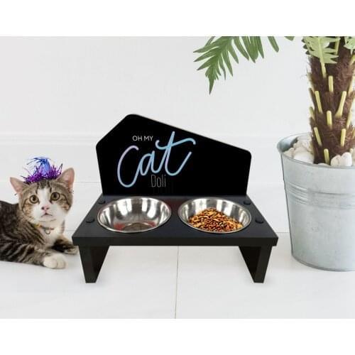 Pet Dostunuza Special Steel Kaseli Wooden Cat Mama and Water Kabı-4 Eco-Friendly Animal Love Hygiene Handy Is Design