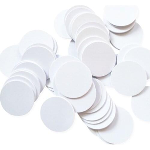CPDD 10pcs 25mm Waterproof Coin Shape Cards Rewritable Blank White NFC 215 Cards For Outdoor Smart Advertising Applications
