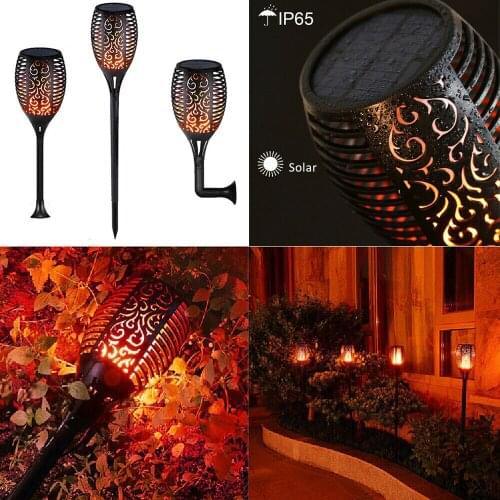 96 LED Solar Torch Light Flickering Dancing Flame Garden Waterproof Yard Lamp