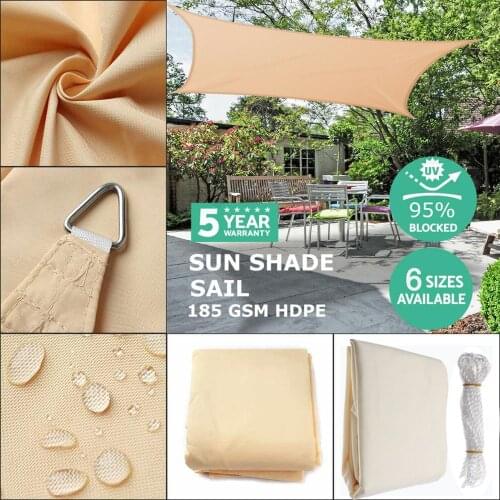 300D Waterproof Sun Shade Polyester Square Rectangle Shade Sail Garden Terrace Canopy Swimming Camping Hiking Yard Sail Awning