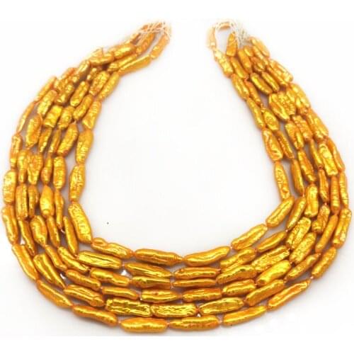 16 inches 10-20mm Yellow Gold Natural Flat Baroque Keshi Pearl Loose Srtrand
