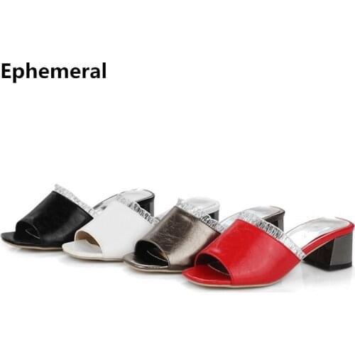 Ladies Open Toe Slippers High Heel Slides Summer Soft Microfiber Shoes Mixed Colors Flower Insole Red Grey Plus Size 43 42 40 34