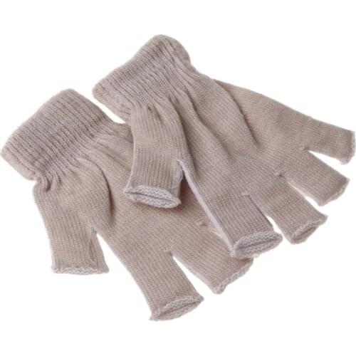 1 Pair Knitted Stretch Half Finger Elastic Fingerless Gloves Winter Soft Warm