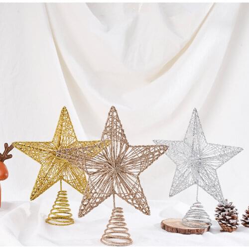 1Pc Exquisite Iron Art Ornament Beautiful Tree Top Star Five-point Star for Christmas Tree Decor