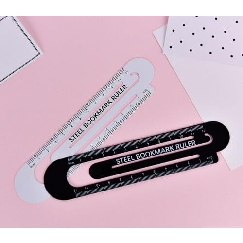 12cm High Quality Steel Ruler Metal Ruler Metal Bookmarks School Supplies Drawing Supplies Color Randomly 1pcs