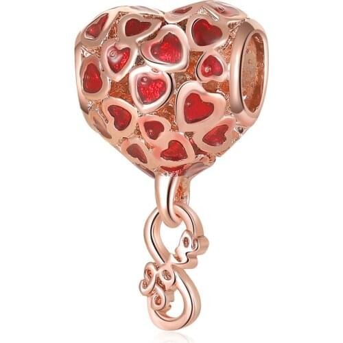 1Pcs New Cute Heart Pendant DIY Beads Suitable for Original Pandora Charm Bracelet Ladies Jewelry Making Gifts