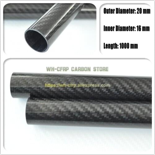 20mm ODx 16mm ID Carbon Fiber Tube 3k 1000MM Long (Roll Wrapped) carbon pipe , with 100% full carbon, Japan 3k improve material