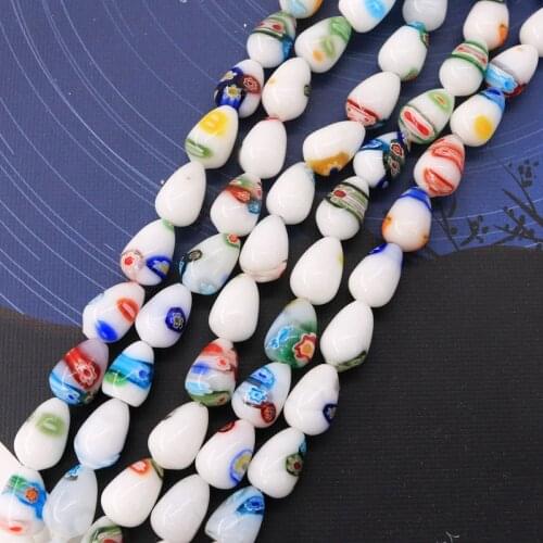 26pcs /lot 9x14mm Mixed Waterdrop Glass Beads For Making Jewelry Women Diy Craft Loose Handmade Lampwork Beads Wholesale