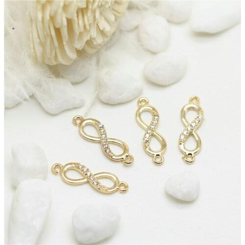 4PCS 5X17MM 14K Gold Color Plated Brass 2 holes Number 8 Connect Charms High Quality Diy Jewelry Accessories