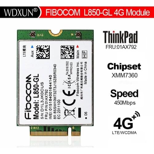 4G LTE Wireless Module Fibocom L850-GL FRU 01AX792 M.2 WWAN Card For ThinkPad X1 Carbon Gen6 X280 T580 T480s L480 X1 Yoga Gen 3