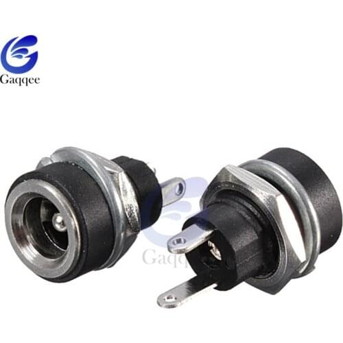 50Pcs Copper Female Panel Mount Connector 5.5 mm x 2.1mm DC Power Jack Socket Plug Adapter 2 Terminal Types 3A 12v