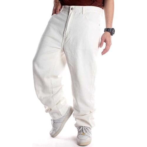 Plus Size White Jeans Men Casual Hiphop Harem Denim Pants Streetwear Dance Skateboar Loose Baggy Jeansd Jeans Cowboy Trousers