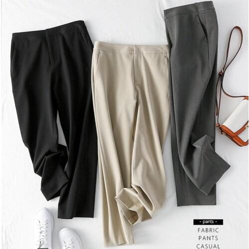 Nine-point suit pants women loose cigarette pants spring and summer new Korean style straight trousers high waist casual pants