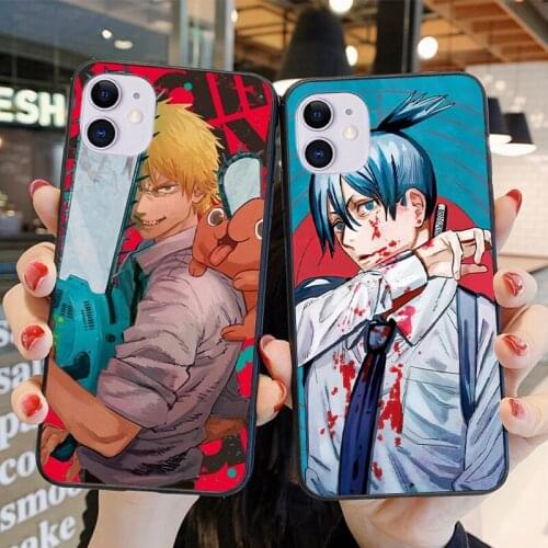 Anime chainsaw male mobile phone case for iphone 12 11 Pro Max Mini XS Max 8 7 6 6S Plus X SE 2020 XR protective black case