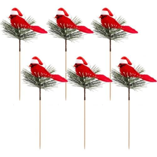 Cardinal Clip On XmasTree OrnamentDoor Ornaments With Clips Attached Red Feathers Artificial BirdsFor Home Christmas Decoration