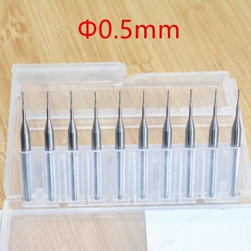 0.5mm,10pcs,Freeshipping CNC machine solid carbide micro PCB Drill Cutter,Printed Circuit Board Drill Bit,corn Milling Cutter