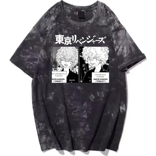 Tokyo Revengers Print T-Shirt Harajuku Anime Kawata Nahoya Kawata Soya Street Style T-shirt Tie Dye Clothes Hip Hop Tops Tees