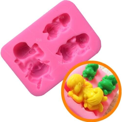 Hot Sale 3 Hole Cute Sleeping Baby Shape Silicone Soap Mold Chocolate Fondant Cake Moulds Kitchen Baking Cake Tools SQ1430