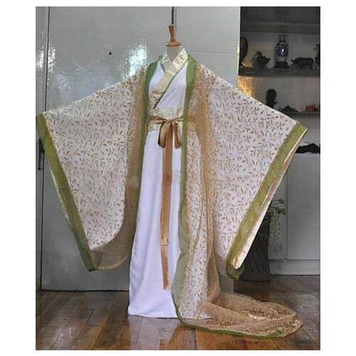 2 Designs Sui Xiao Muddy Gold Leaf Over Robe Wide Sleeve Mens Costume Scholar Hanfu Costume Stage Performance Cosplay Costume