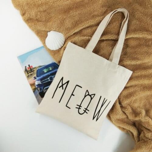 MEOW Funny Cat Printed Canvas Bags Casual Stylish fashion Shopping Bags Unisex gift Graphic Travel Large Bags