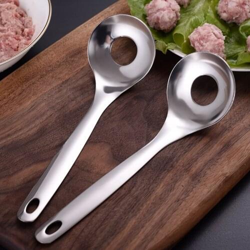 Stainless Steel Round Hole Meatball Spoon Mold Creative Kitchen Accessories Meat Tools Croquettes Non-stick Cooking Utensils