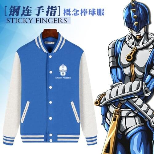 JoJos Bizarre Adventure Bruno Bucciarati Cosplay Costume STICKY FINGERS Blue White Baseball Uniform/Hoodie Normal Thickness New