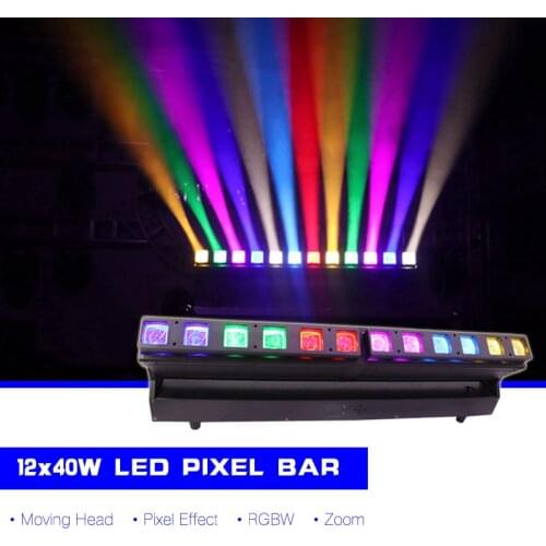 12*40W 4 in 1 RGBW LED Pixel Bar Moving Head Stage Effect Lighting Zoom Beam Wash DMX Sound Auto For DJ Disco