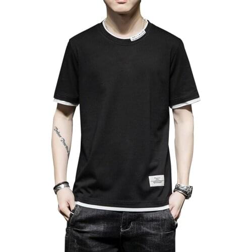 Summer Men Solid Color Casual T-Shirt O-Neck Shorts Sleeve Cotton T-Shirt for Male Top Clothing New Half-Sleeved Men Slim Top