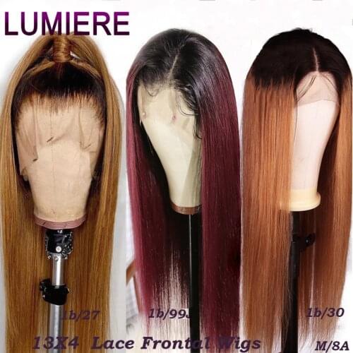 Lumiere 1B/27 Ombre Color Lace Front Human Hair Wigs With Baby Hair 13*4 Straight Brazilian Blonde Lace Wig for Women 1B/30/99J