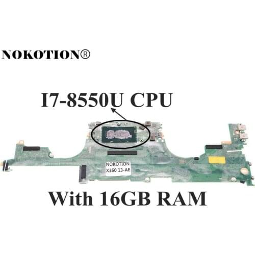 NOKOTION 941884-601 941884-001 DA0X33MBAF0 For HP Spectre X360 13-AE0 13-AE012DX Laptop Motherboard 16GB i7-8550U 1.8GHz CPU