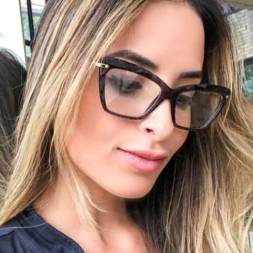 Fashion Women Glasses Cateye Frames Square Crystal Facets Optical Glasses Computer Eyewear Phone Gaming Eye Protection