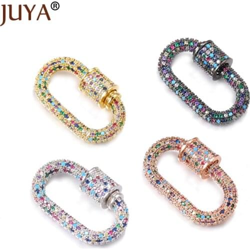 Juya Trendy Lock Hook Spiral Clasp Fastener Screw Clasps Crystal Zircon Accessories for Luxury Jewelry Making DIY Woman Necklace