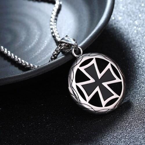 Tide Male Titanium Stainless Steel Black Cross Pendant Necklace Creative Gift Boutique for Men Titanium Steel Jewelry