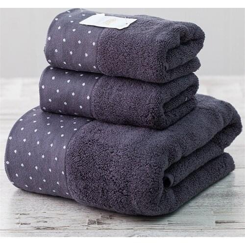 3PCS/Set high quality 100% Cotton bathTowel Set Absorbent face Beach Towel for Adults home bathroom white gray Towels