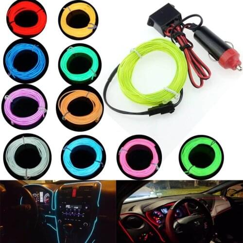 New Arrival 10 Colors Flexible For 1M EL Wire Rope Tube Neon Cold Light Glow Party Car Decoration With Car 12V Inverter