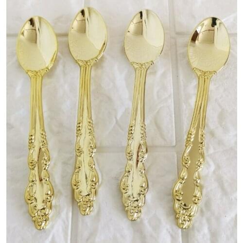 Factory Wholesales 20Cm 7.87Inch Plastic Fork Scoop Spoon 8Pcs /Ply Gold Silver Rosegold Cutlery Personalized