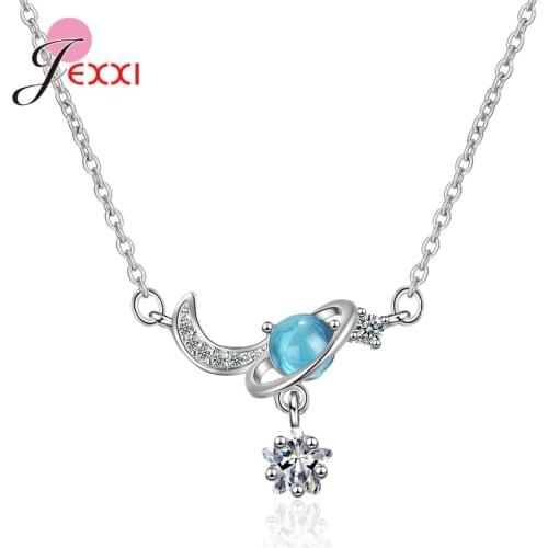 Trendy Styel Star Moon Pendant Necklaces For Women Girls 925 Sterling Silver Wedding Party Jewelry Necklace Pendants