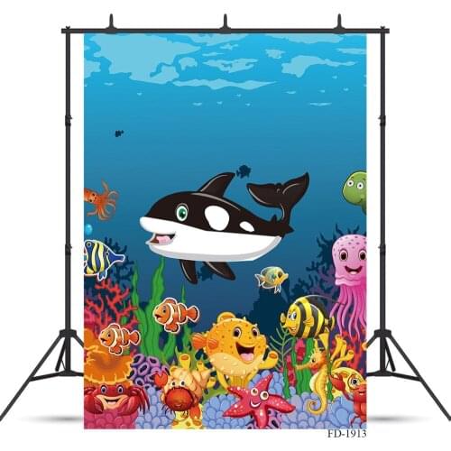 World Under The Sea Photographic Background For Photo Studio Children Baby Party Vinyl Cloth Printed Backdrops Photo Studio