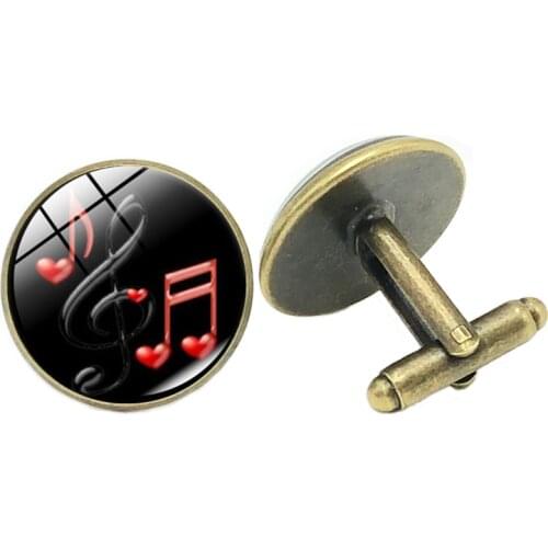 Hot/Jewelry Cufflinks Music Notebook Creative Time Glass Convex Round Mens Cufflinks Gift High-grade French Shirt Sleeves Nails