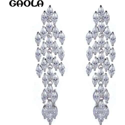 GAOLA Luxury crystal dangle earrings with AAA CZ wedding long earrings party earrings new design jewelry GLE4840