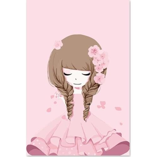 Pink Cartoon Girl Flower Sakura Princess Dress s Diy digital oil painting by numbers drawing hand painted picture Wall