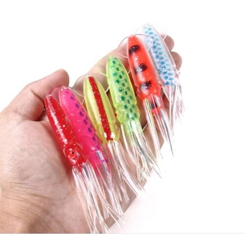 Fishing Soft Squid Lure 10cm 7.7g UV Squid Octopus Jig Fishing Lures For Sea Fishing Wobbler Bait