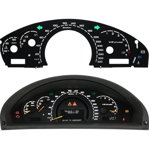 Instrument Cluster Overlay Facelift For Mercedes S-Class W220, CL-Class W215 Upgrade For AMG Gauge Face 360KM/H V12 BITURBO