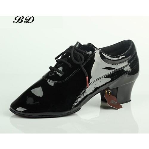 MEN SHOES Dance Shoes Ballroom Latin Shoes Imported Comfortable Insole Sweat Deodorant Imported Patent Leather Heel 4.5 cm Hot
