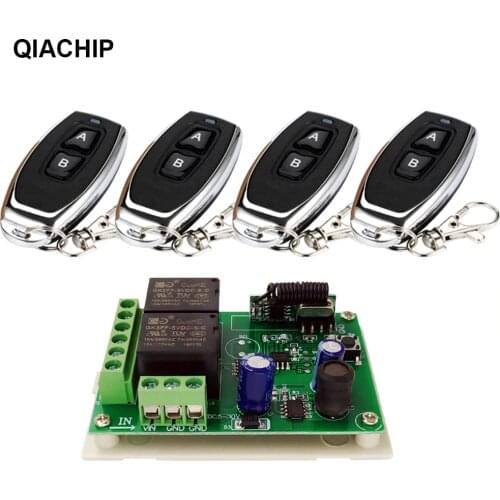 QIACHIP DC 5-30V 2CH Switch With Remote Control Relay Module Universal 24V 2 delay 433MHz Remote control Switch Relay Receiver