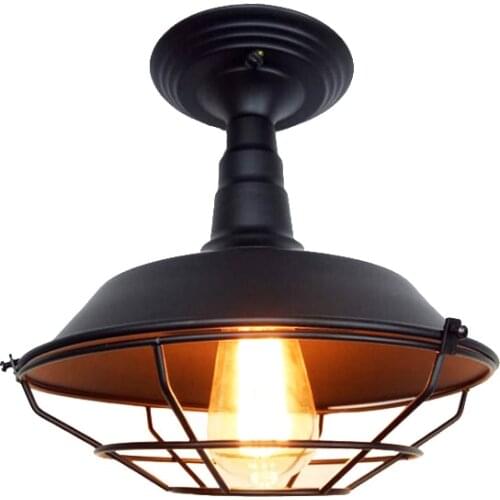 Vintage loft ceiling light black iron cage light bedroom living room aisle corridor restaurant bar cafe light E27 ceiling lamp