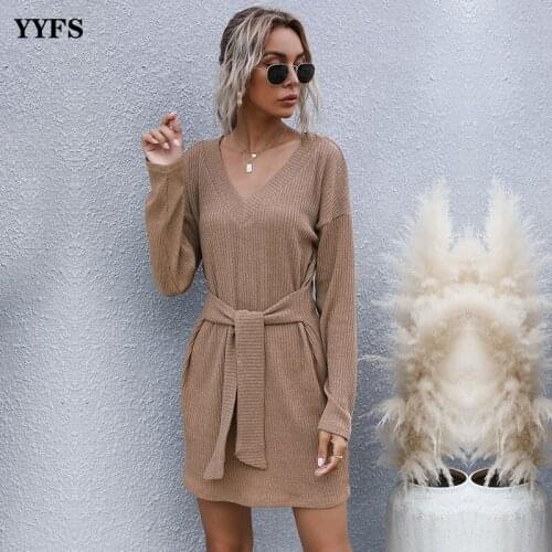Модные вязаные платья YYFS China At AliExpress