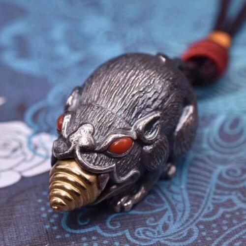 925 Sterling Silver God weasel Mustelidae Pendant charm jewelry (without chain) A5157