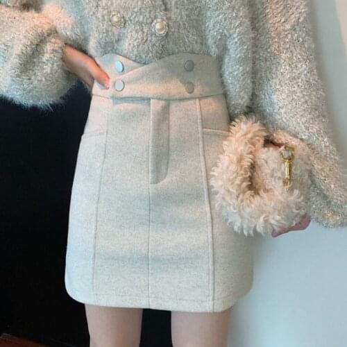 Woman Skirts High Waist Woolen Skirt Autumn And Winter Womens A- Line Skirt With Lining Skirt Mujer Faldas Saias Mulher